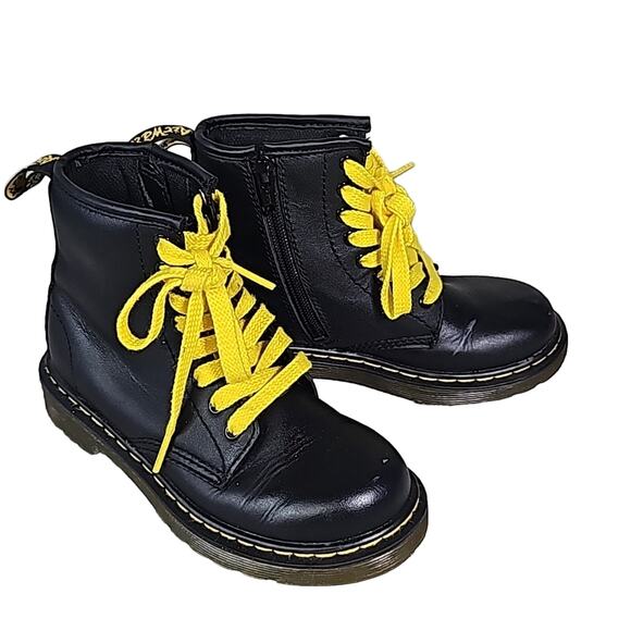 Dr. Martens Delaney Leather Lace Up Zip Side Combat Boots Kids Toddler Size 13 - Picture 1 of 11